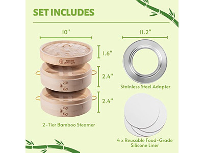 折り畳み式10インチ竹製蒸籠